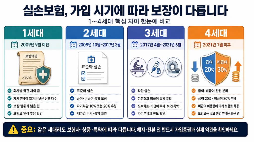 실손보험 약관, 가입 시기별 차이점과 보장 구조 쉽게 이해하기